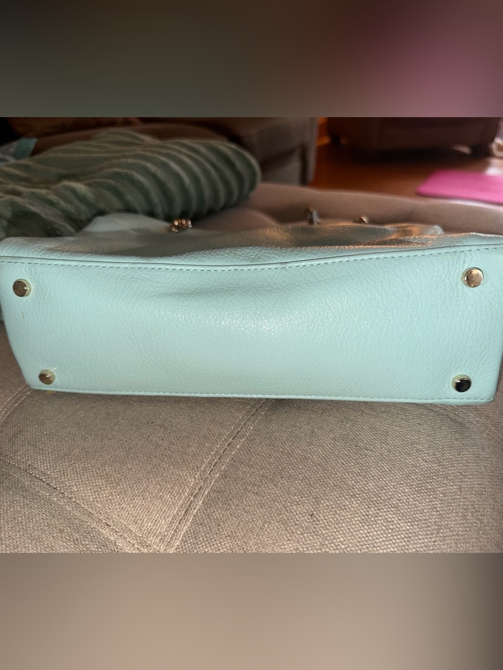kate spade mint green Pebbled Leather Shoulder Bag with Chain Straps - Picture 2 of 5